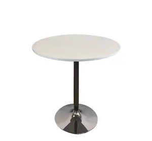 360 stand Contemporary Round Top Dining Table - 30x35.5x35.5 in, 2-Tone White & Silver Wood-Metal Pedestal Base, Seats 6, Indoor Furniture for Contemporary Home Decor, Seatssix, Glossy Dining Tables