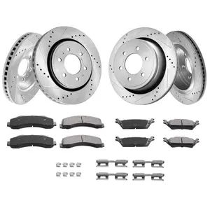 Front & Rear Brake Kit for 2012-2020 Ford F-150 | Drilled & Slotted Rotors with Ceramic Brake Pads | Complete Brake Pads & Rotors Replacement Set