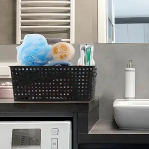 3 Pack Plastic Storage Baskets, Durable Stackable Home Organizers, Toiletries Basket for Shelves, Drawers, Desktops, Closets, Office, Kitchen, Bedroom, Bathroom