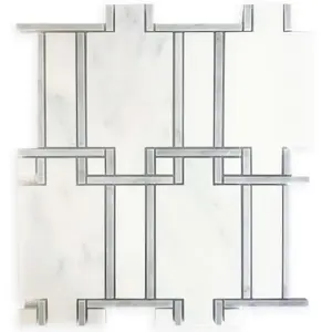 Artistic White and Grey Marble Backsplash Mosaic Floor and Wall tile  (10x11 inch) DP8943