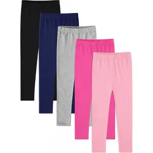 5PackGirlsLeggingsCottonFullLengthStretchyKidsPantsFootless5-14Years
