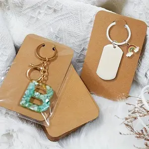 100pcs Key Chain Packaging Card Kraft Paper Card for Diy Jewelry Key Chain Display Cardboard Key Ring Retail Price Tag Practical Convenient Jewelry Display Package Supplies