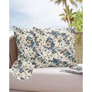 Vintage Floral Waterproof Pillow Covers 16x16, Rustic Farmhouse Design, Durable & Stylish, Perfect for Indoor/outdoor Use