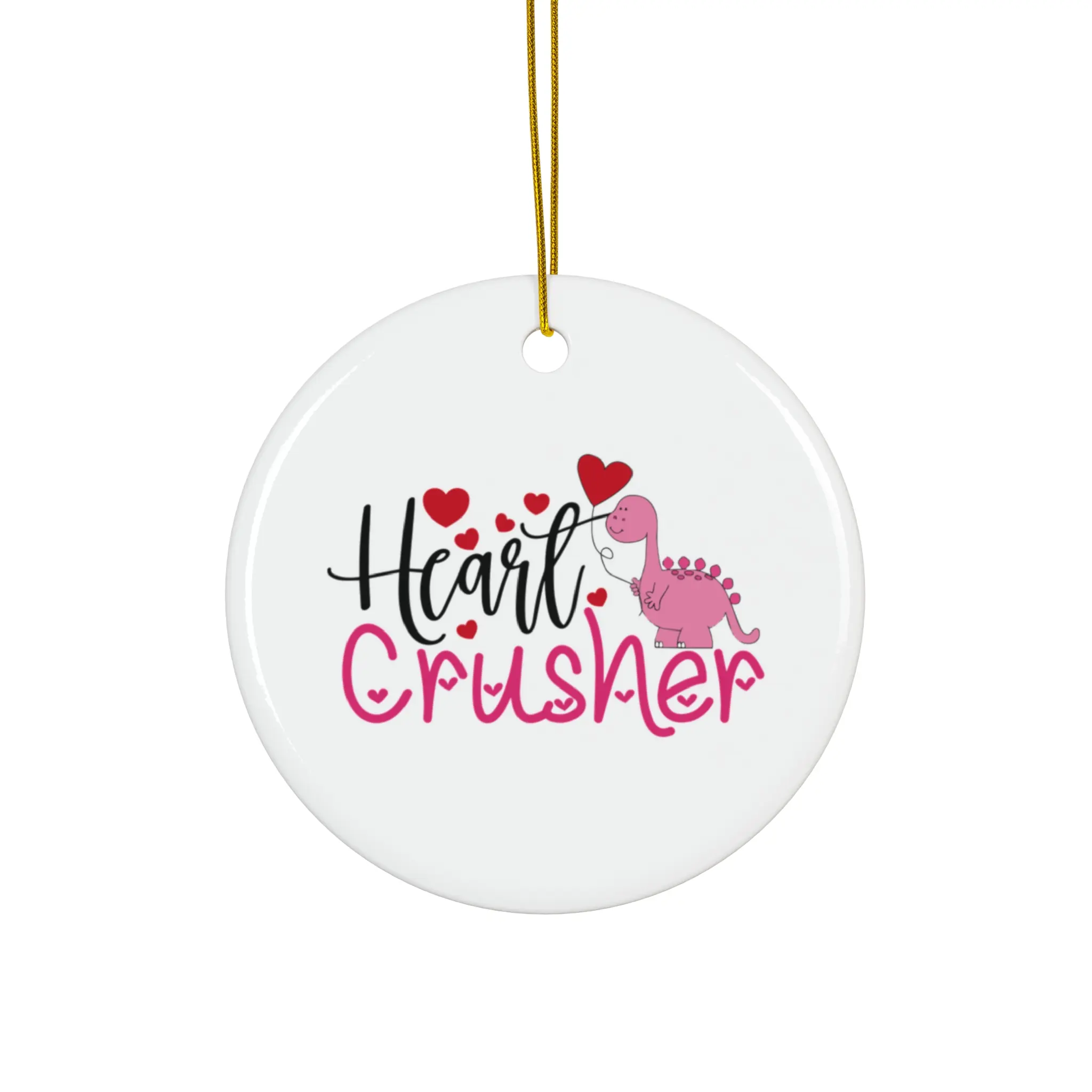 HEART CRUSHER ORNAMENT, CHRISTMAS DECORATIONS, 3 INCHES CIRCLE ORNAMENT, CERAMIC ORNAMENT
