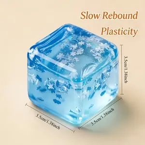 1 stress-relief soft ball, unisex sensory toy, stress-relief toy, ice cube-shaped soft rubber toy, squeeze stress-relief toy, sensory game, colorful soft rubber toy, soft material, elastic texture, tactile toy Realistic butter squishy