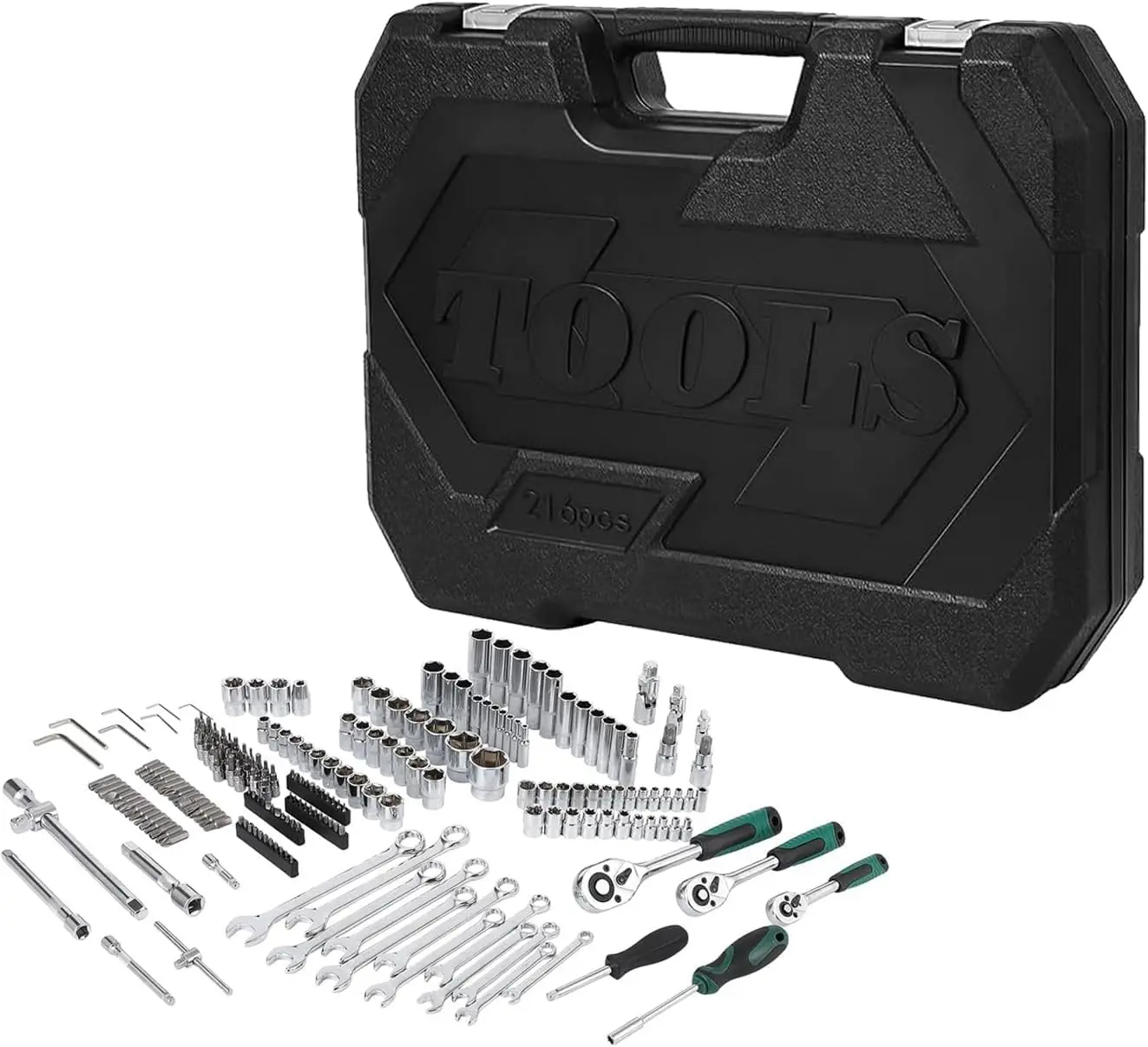 【GARVEE】Mechanics Tool Set 216-Piece SAE/Metric Socket & Wrench Kit Durable Rolling Tool Box Portable for Automotive Repair DIY
