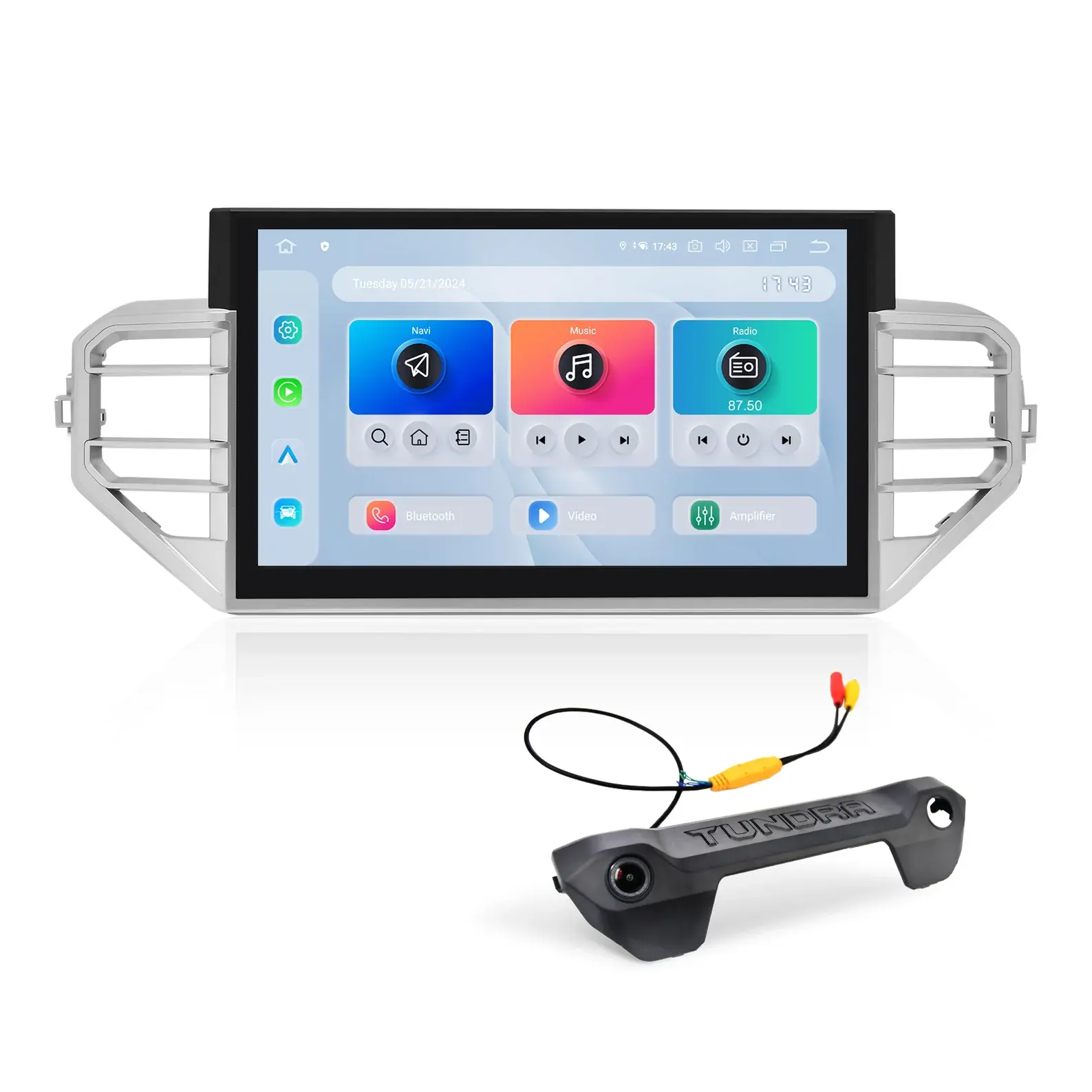 Dasaita Android 13 Car Stereo for 3rd Gen Tundra 2022-2024, 14.2" QLED Touchscreen, Wireless CarPlay, 4G LTE SIM Slot, 8GB RAM, AHD Camera, AM Radio, Off-Road Music Audio, GPS Navigation, YouTube Compatibility, Wiring Harness, Bluetooth, Auxiliary Input,