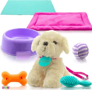 Plush Stuffed Puppy Dog 9 PCS Set for Baby Doll Accessories Fits for 18’’ American Girl Dolls - Play22
