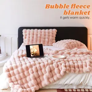 1 Count Soft Faux Fur Throw Blanket Solid Reversible, suitable for any season, multiple purposes