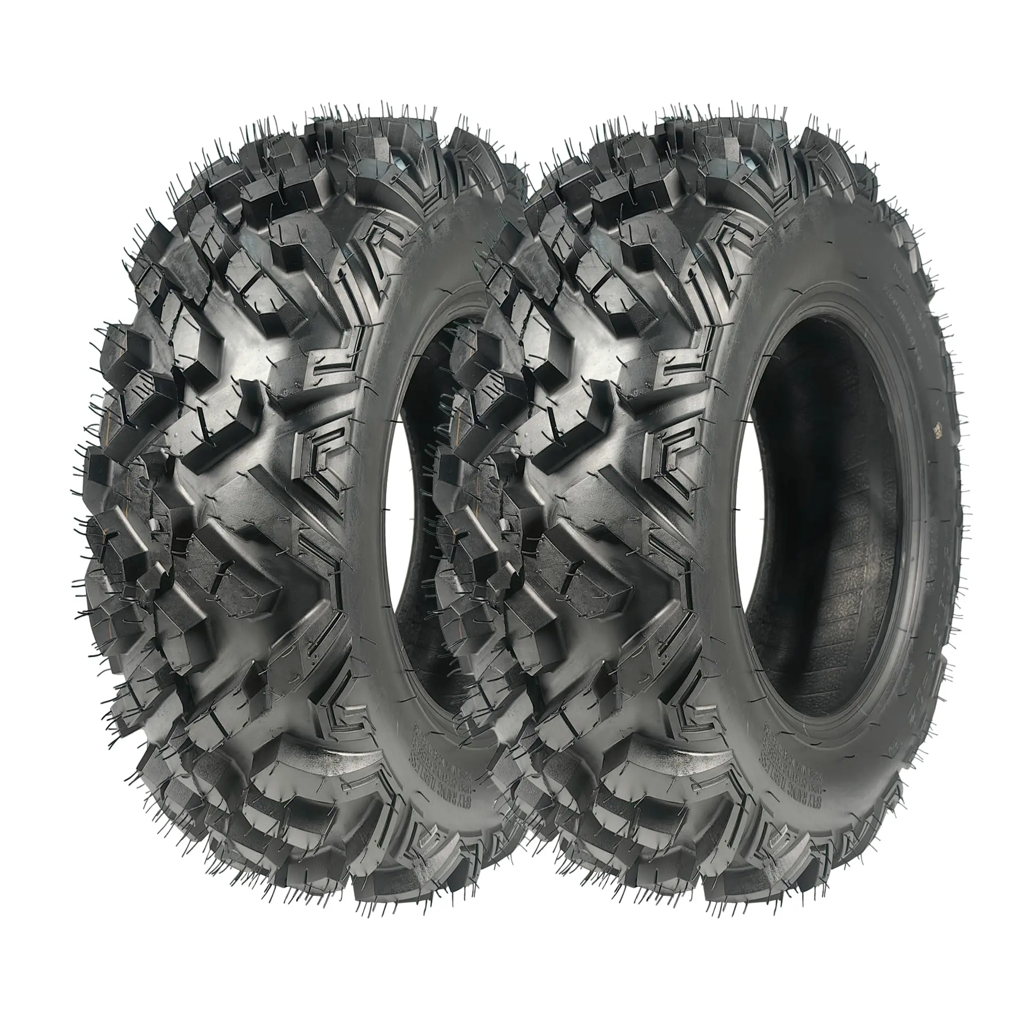 Set of 2 ATV/UTV All-Terrain Tires, Heavy Duty 6PR Tubeless, 18mm Deep Tread for Superior Traction, Ideal for Mud Sand Gravel & Off-Road, Compatible with Most ATV UTV Models