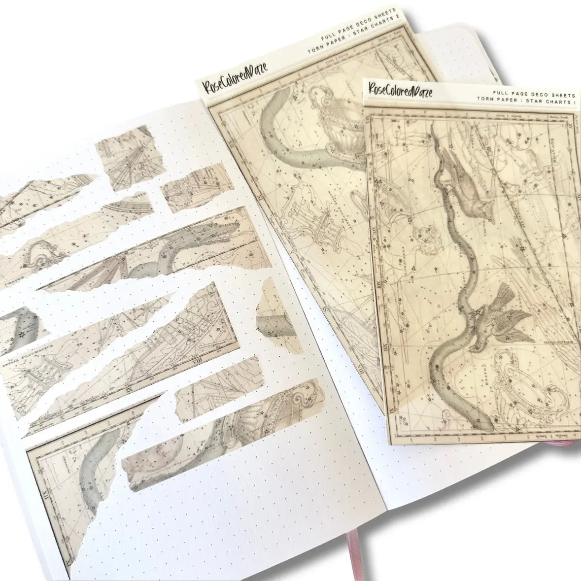 Transparent Matte Sticker Sheet - Torn Paper - Star Charts
