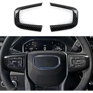 Car Steering Wheel Decal Sticker ABS Carbon Fiber Interior Trim Cover for Chevy 2021-2025 |   for GMC Sierra 2019-2025 1500 2500 3500 Accessories
