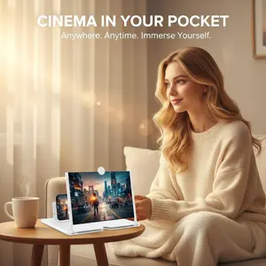 TikTok Made Me Buy It! 3D HD Mobile Screen Magnifier, Foldable Phone Stand Enlarger for All Smartphones, Anti-Blue Light Eye Protection, Portable Compact Travel Theater Gear