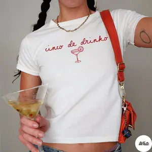 Cinco de Drinko Baby Tee, Cinco De Mayo Crop, Mexicana Party Funny Drinking Party Y2k 90s Style  Babytee