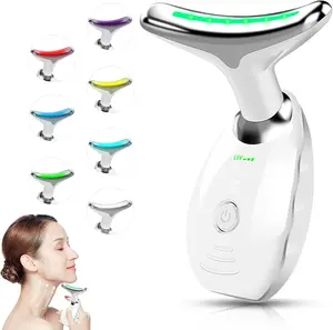 7 Color Face and Neck Massager for Skin Care, Multifunctional Facial Tool With Non-Slip Design, White