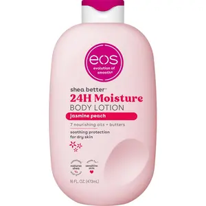 eos Shea Better Body Lotion Jasmine Peach, 24-Hour Moisture Skin Care, Lightweight & Non-Greasy, Natural Shea, Vegan, 16 fl oz