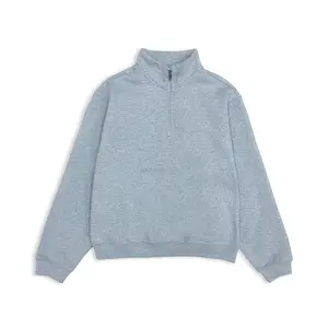 600 GSM 'Heather Grey' Quarter Zip Sweatshirt
