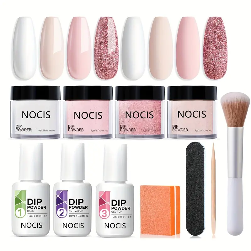 Nail Art Kit, 11pcs/set Pink Series Nail Dip Powder & Functional Gels, Professional Nail Art Kit for Beginners & Professionals, Nail Art Products
