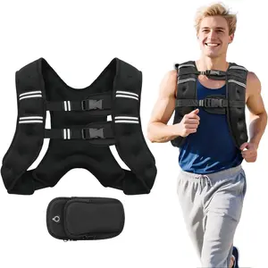 【DealsForYouDays】Weighted Rucking Vest for Men & Women, 8lbs-25lbs Adjustable Weight, with Detachable Phone Pouch for Walking, Training