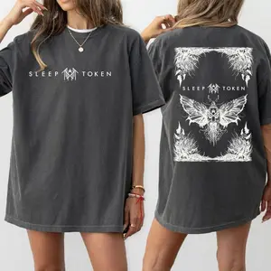 Sleep Token Moth Shirt, Comfort Colors Rock Tee, 2-Sided Heavy Metal T-Shirt, Goth Butterfly Design, Band Merch for Fans, Unisex Dark Aesthetic