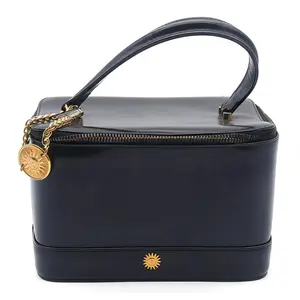 Pre-owned VERSACE Black Sun God Gold Buckle Box Handbag 21*15*13cm th260411010