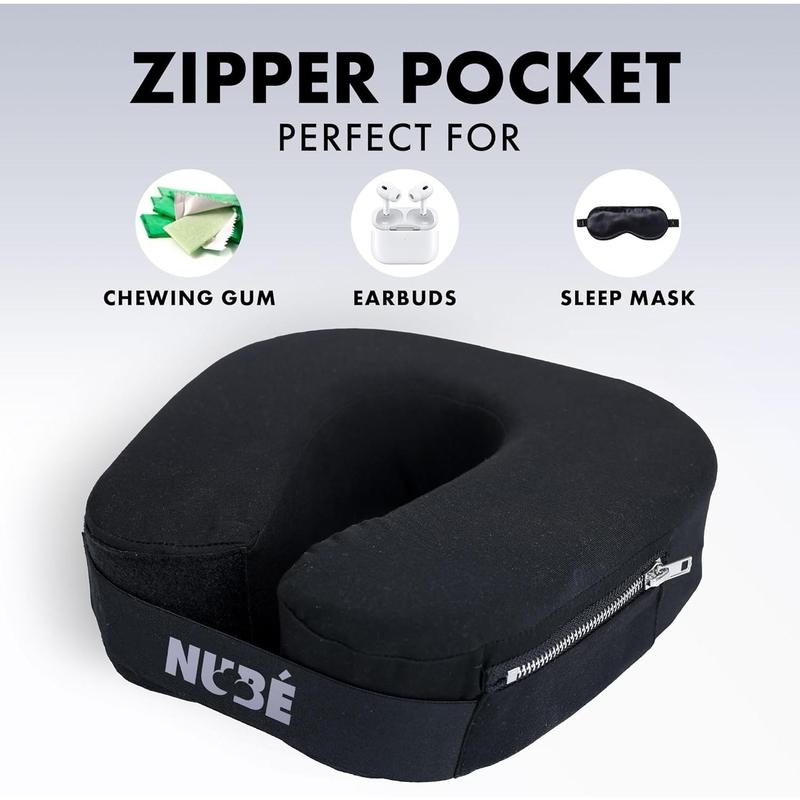 Travel  Pillow - Ultra Lightweight & Comfortable Memory  with Zipper Storage for Airplane,  & Home Travel Accessory for  &  with Cooling, Breathable & Washable Fabric (Black)