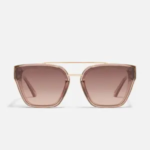 QUAY - Sweet Talker Square Sunglasses with Flush Lenses & Sleek Metal Brow Bar for Elevated Looks