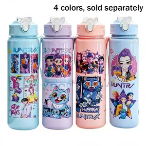 K-Pop Ghost Hunter Theme Totem Water Bottle, Reusable Hard Plastic with Lid and Straw, 700ML Eco-Friendly Alternative, Perfect for School and Travel