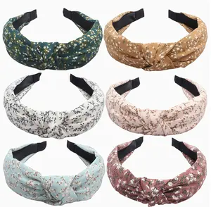 Women's Floral Knotted Headband, Boho Ditsy Floral Top Knot Hairband, Soft Fabric Non-slip Headband for Daily, Work & Vacation Styling