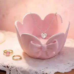 3D printed cute ruffle bow jewelry tray jewelry storage home desktop decoration