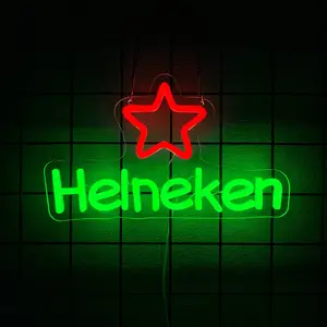Helleken - Beer LED Neon Sign Bar Neon Light Up Beer Sign Home Bar Neon Light Wall Decoration Beer Sign Men's Cave Shop Beer Club Bar Tavern Indoor Decorative Light Ambient Decoration Lamp Led Neon Lights