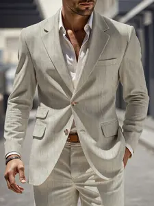 Men's Plain Blazer Jacket, Casual Fitted Woven Fabric, All-Seasons Wear, Elegant Formal Wedding Party Evening