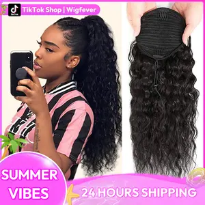 Wigfever Water Wave Wrap-around Upgraded Drawstring Fluffy Ponytail Extension 100% Human Hair #Spring Glow-Up