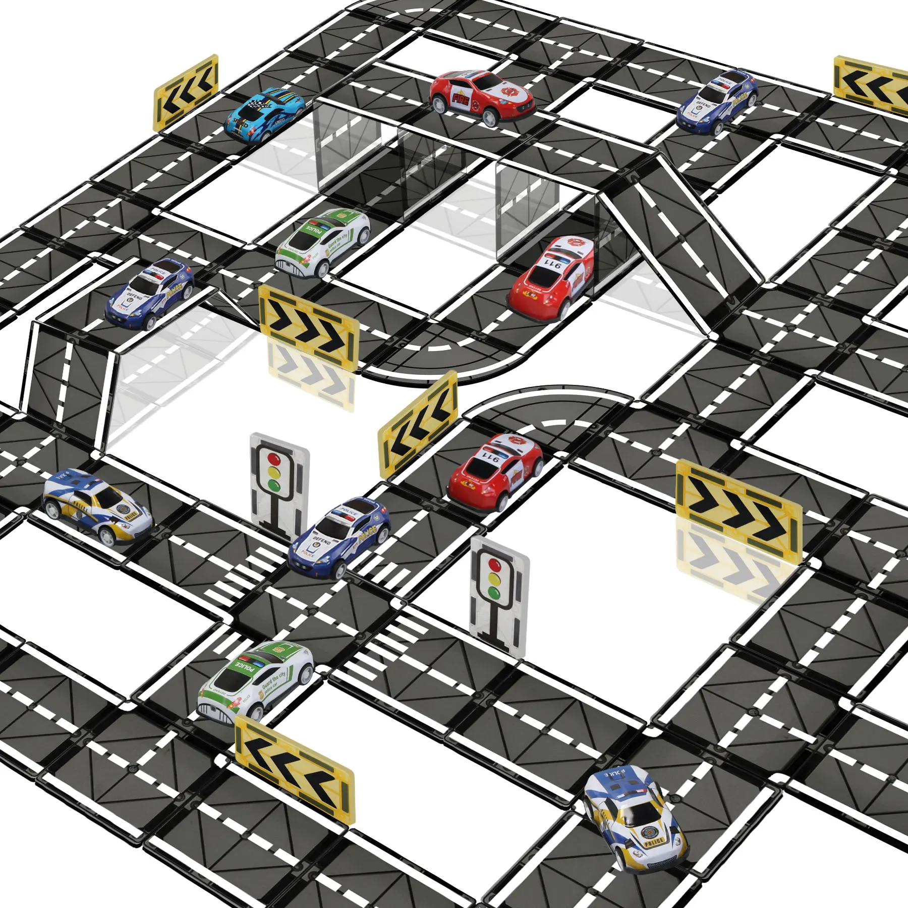 Magnetic Tiles Road Set with Pullback Car for Kids Ages 3-5 & 4-8 Creative STEM Building Toy Educational Magnet Tiles for Toddlers Boys Girls