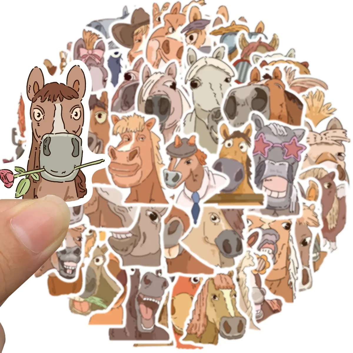 Cute Horse Riding Pack 50pcs, Waterproof Vinyl Decals Sticker Packs for Water Bottles, Laptop, Scrapbook, Stickers For Scrapbooking, Gifts for Kids, Teens, Adults