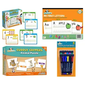 Channie's Watch Me Grow Learning Kit! 1 My First Letter Workbook, 1 My First Letter Dry Erase Flashcards, 1 Set of Dry Erase Markers, & 1 FREE ANIMAL PUZZLE!