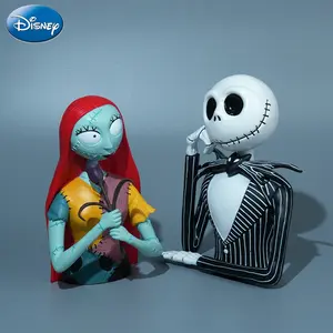 L-1PC  The Nightmare Before Christmas Officially Licensed Jack Sally Figurine Bank Disney Piggy Coin Money Bank Home Bedroom Desktop Halloween Decoration Accessories PVC Scary Movie Collectible Novelty Ornaments Christmas Decor Birthday Gifts