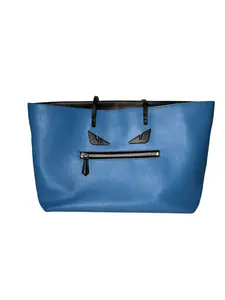 Pre-owned Saffiano leather Tote Bags FENDI Monster Eyes Shopper Tote Blue with black and silver accents Excellent S017260322003