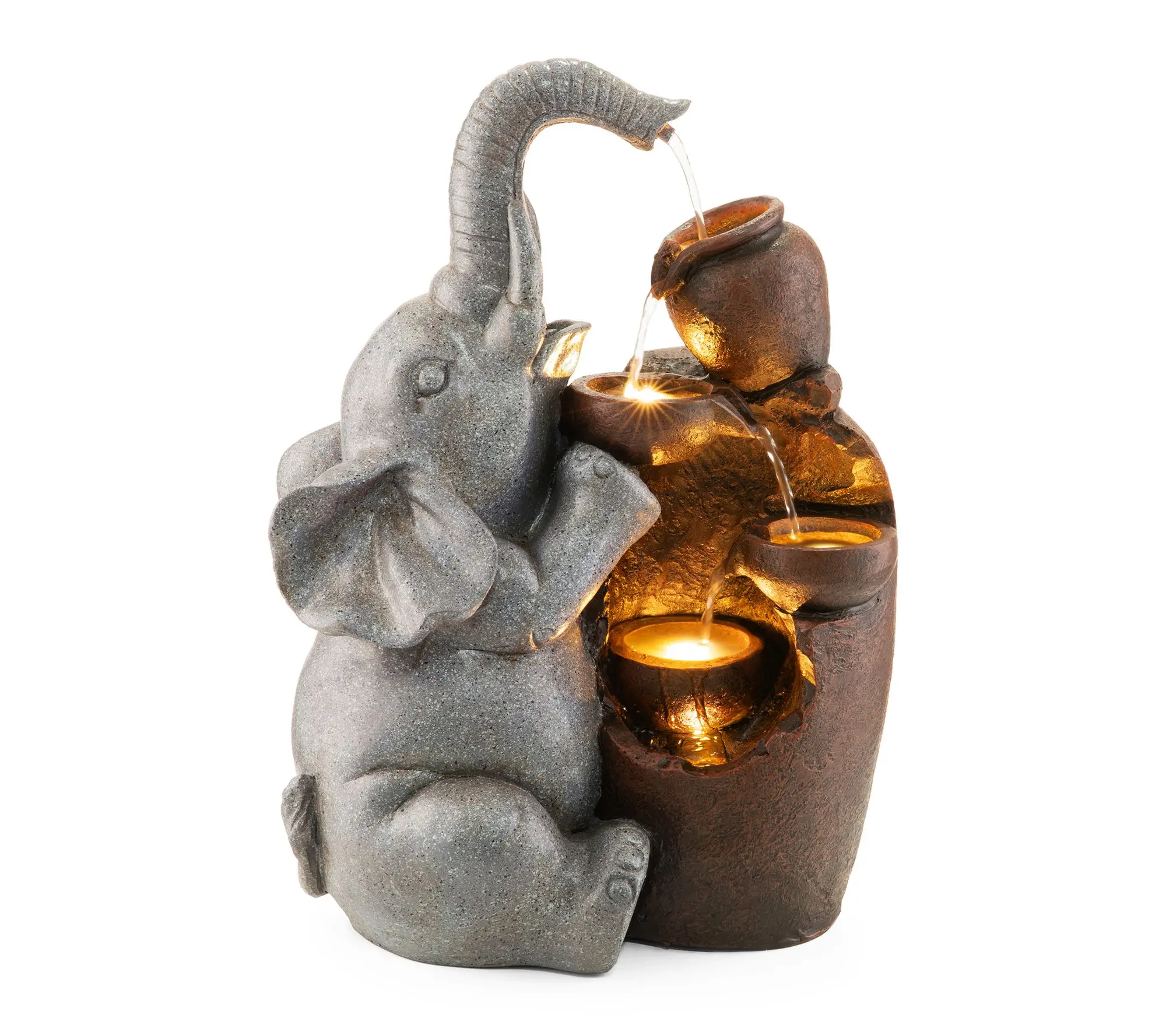 Glitzhome 18.5"H 4-Tier Elephant & Pot OutdoorFountain Glitzhome 18.5"H 4-Tier Elephant & Pot OutdoorFountain