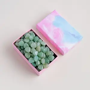 40pcs Box Natural Crystal Heart Stone Beaded Choker Necklace, DIY Gravel Chip Pendant for Women, Fashion Healing Jewelry Gift