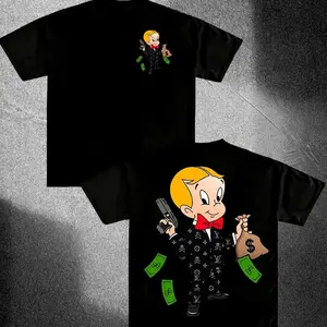 Richie Rich T-Shirt, Funny Wealthy Cartoon Graphic Tee, Fashion Cotton, Full Size, Full Colors, For Men, For Women