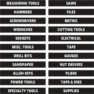 22-Piece Durable Waterproof Toolbox Label Set, Self Adhesive Stickers - Easy identification and efficient organization for screwdrivers, wrenches, nut drivers, and more - Ideal for DIY & professional use, toolbox organization