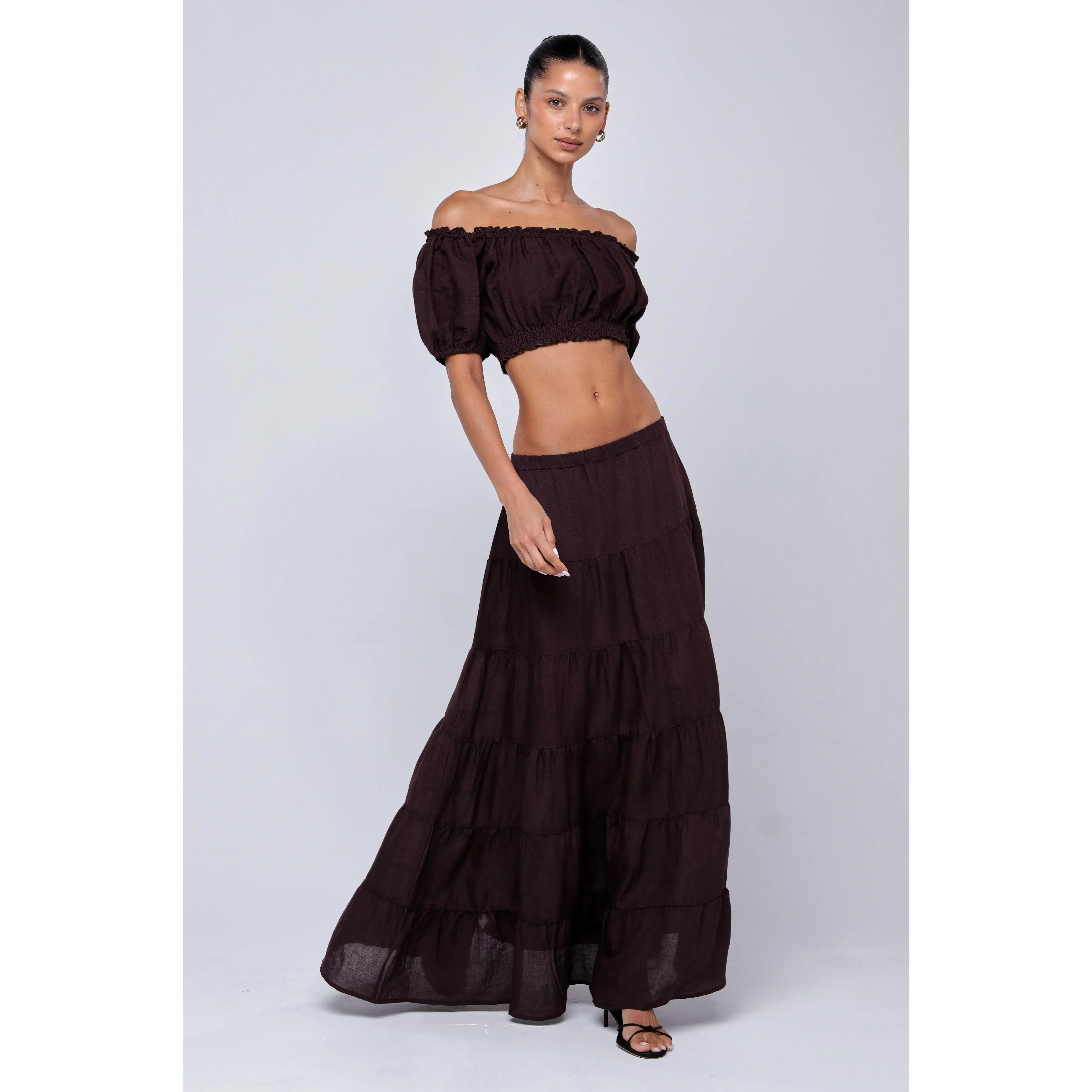 Juliana Skirt in Brown Linen