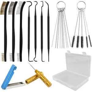 Carburetor Cleaning Kit Includes 1 Single-Head Brush 23 Needles 5 Nylon Brushes 4 Cleaning Hooks 1 Scraper for Motorcycle ATV Chainsaw & Welder Maintenance