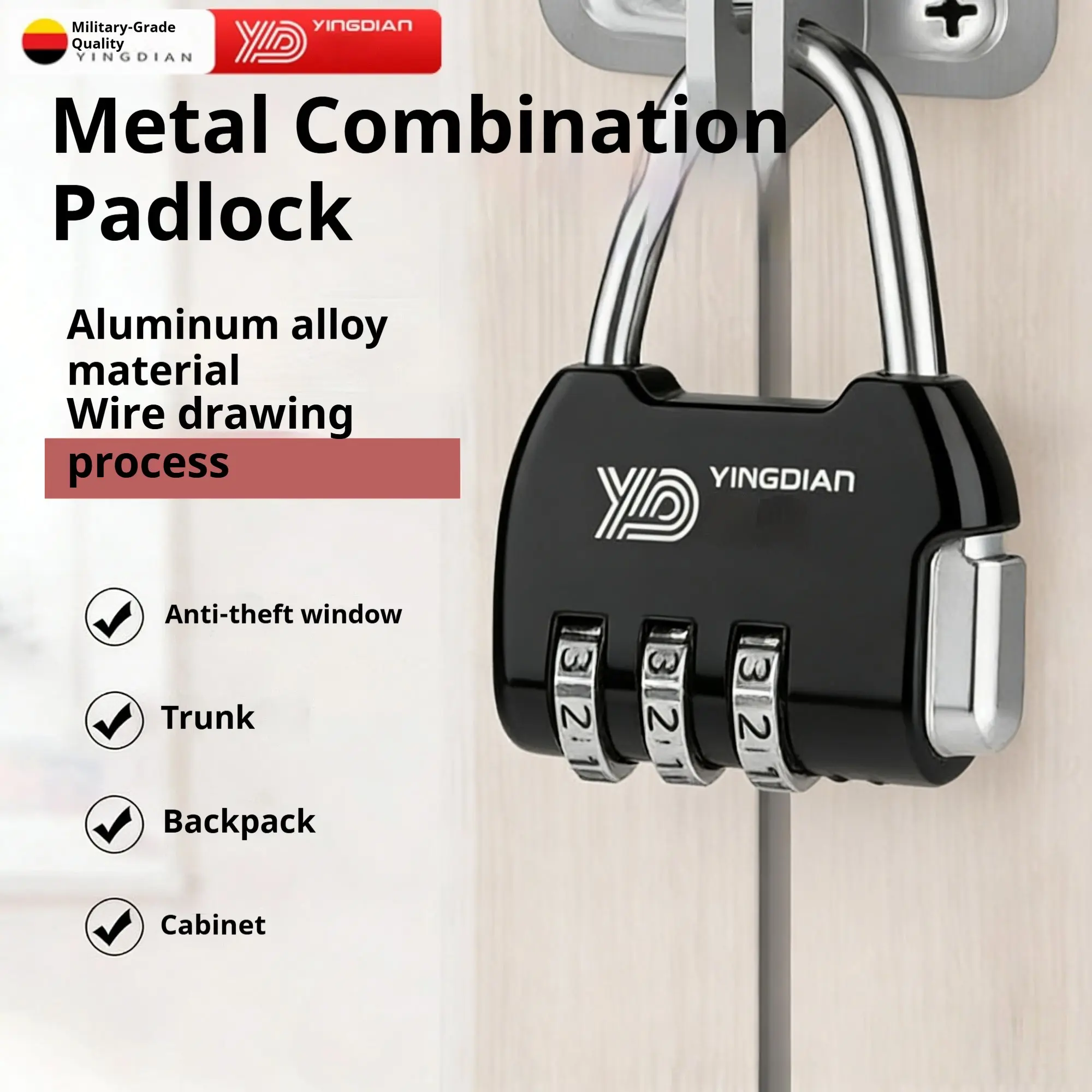 Combination Lock Box, Small Combination Lock, Keyless Resettable Lock, 3-Digit Security Lock, Cabinet, Luggage Password Lock, Combination Padlock, Zinc Alloy Lock