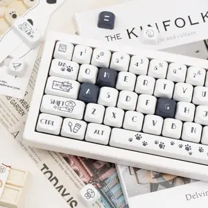 Cute Puppy Paws Theme Keycaps 120 Keys | Black White PBT Dye-Sub, MOA Profile, ANSI Layout Compatible with MX Cherry Mechanical Keyboards