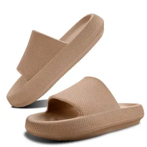 cloud slipper for Women and Men - Soft, Comfy, Relax Cloud Slippers, Thick Sole, Non-slip Slides for Men, Easy to Clean, Shower, Swimming, Beach, Indoor and Outdoor Slides for Men Brown Footwear