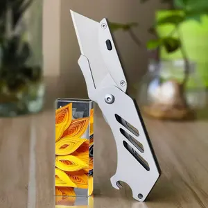 Portable Utility Knife with Detachable Blade, 420 Steel, Hanging Pants Design, Bottle Opener, Outdoor & Office Tool, Home Student Safetyknife, Stainless Steel Tool