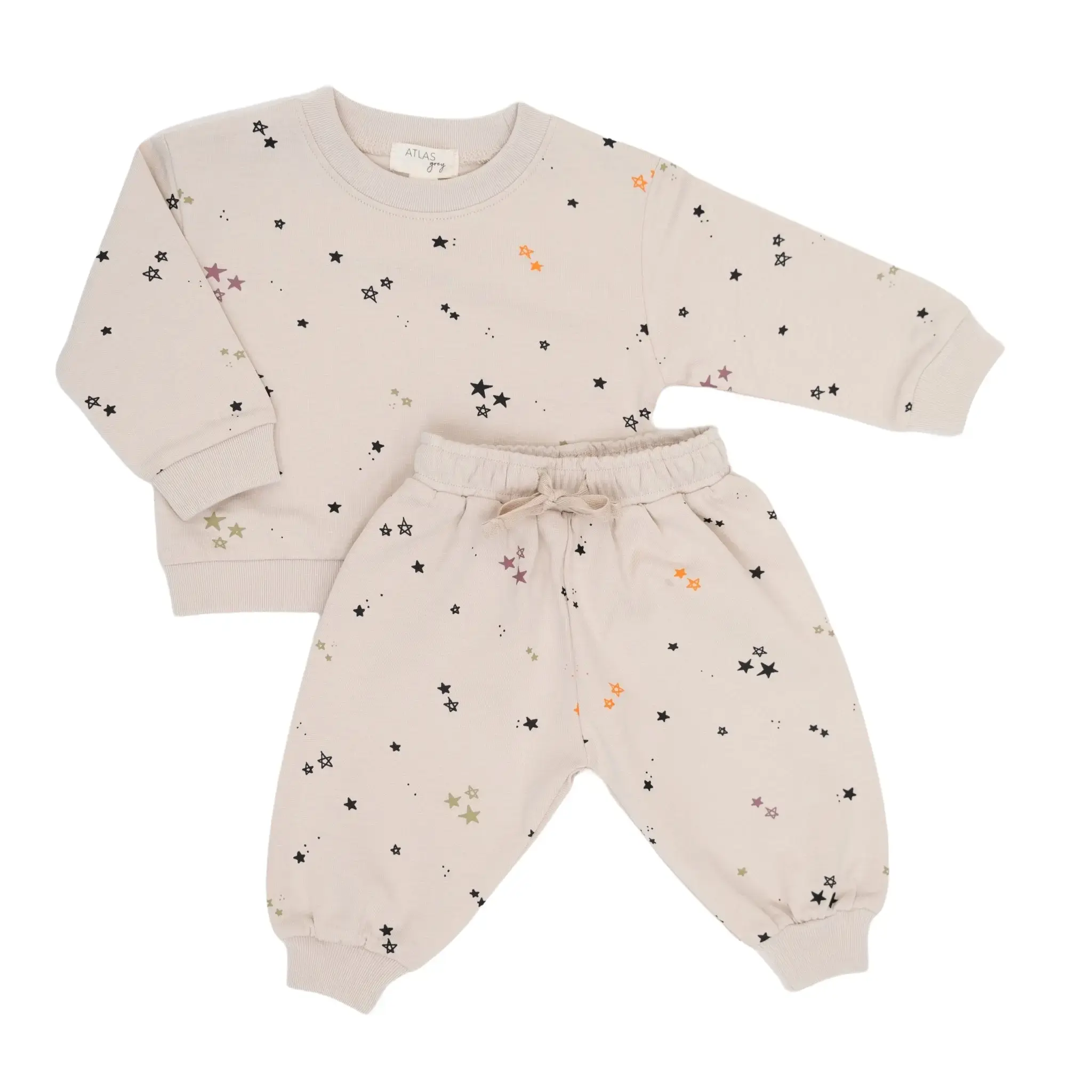 Stardust Organic Sweat Set for Kids (NB–6T) | Baby & Toddler Outfit | 100% Organic Cotton Kids Clothes | Neutral Minimalist Cozy Matching Sweatshirt & Jogger Set