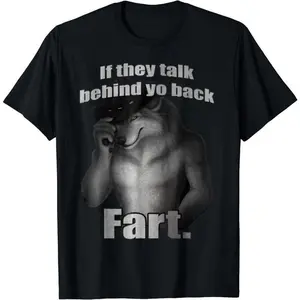 NO.BRAND Men's Natural Soft Short-Sleeve Cotton T-Shirt, Unisex Round Neck Sports Top with "If They Talk Behind Your Back Fart" Funny Meme Graphic Print, Ideal Gift for Meme Lovers, S-3XL Streetwear, Shortsleeve, Tshirt